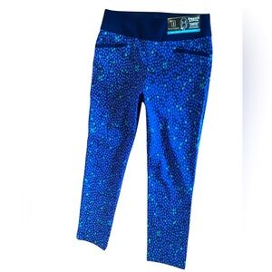 Slimming Navy Blue and green printed pants. Sz. M. Tummy control. NWT
